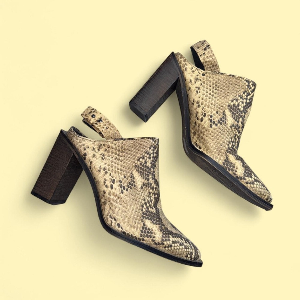 Free People Silver Storm Python Mule Slingback Booties - Picture 2 of 7
